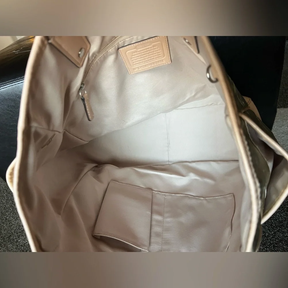 Coach Metro Gold Metallic Leather Large Tote Purse